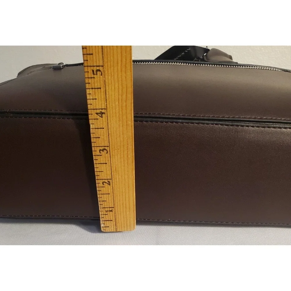ALFANI Brown Faux Leather Messenger Briefcase Bag Laptop NWT